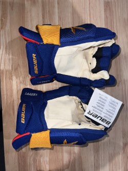 Custom NCAA Bauer Vapor 3X Pro Sr Hockey Glove Royal Blue/Gold Lake Superior State Lakers - PRO STOCK